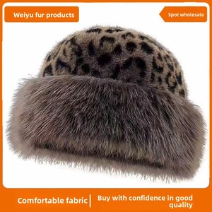Chapeau mongol en fausse fourrure léopard pour femme, grande taille, en peluche épaisse et chaude, anti-froid, idéal pour l'hiver - Product Image 1
