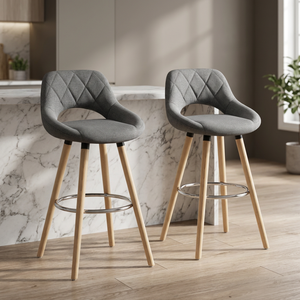 Chaises de comptoir modernes en tissu à dossier haut, tabourets de bar avec pieds en métal pour restaurant, extérieur et salle de sport - Vente en gros usine - Product Image 3