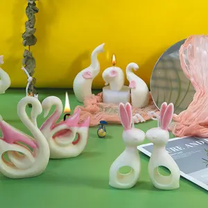DM600 3D Hewan Angsa Kelinci Gajah Ikan Bentuk Lilin Silikon Cetakan DIY Gipsum Buatan Tangan Silikon Cetakan untuk Membuat Sabun