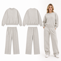 Ensemble survêtement femme noir oversize col rond et pantalon large en polyester – Style automne-hiver