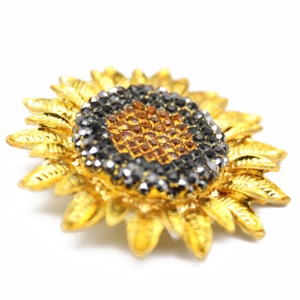 Spedizione Gratuita Elegante Spilla a Forma di Girasole con Strass 60mm Placcata Oro - Product Image 4