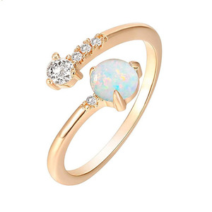 Элегантный стиль регулируемый созданный опал кольца сложение кольца Золотое Открытое кольцо - Product Image 5