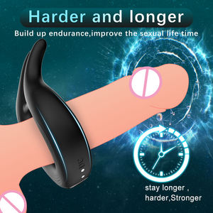 Anillo vibrador remoto para pene, 10 vibraciones de silicona para parejas, vibrador para retrasar la eyaculación, anillos para pene, anillo para pene, Juguetes sexuales masculinos para hombres - Product Image 2