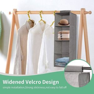 Organisateur de placard suspendu pliable à 4 étagères en tissu non tissé, sac de rangement portable pour armoire - Product Image 3