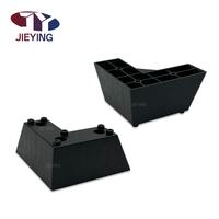Pieds de canapé en plastique imitation bois noir en forme de L JIEYING, pieds de support de remplacement pour meubles, chaises, armoires et étagères