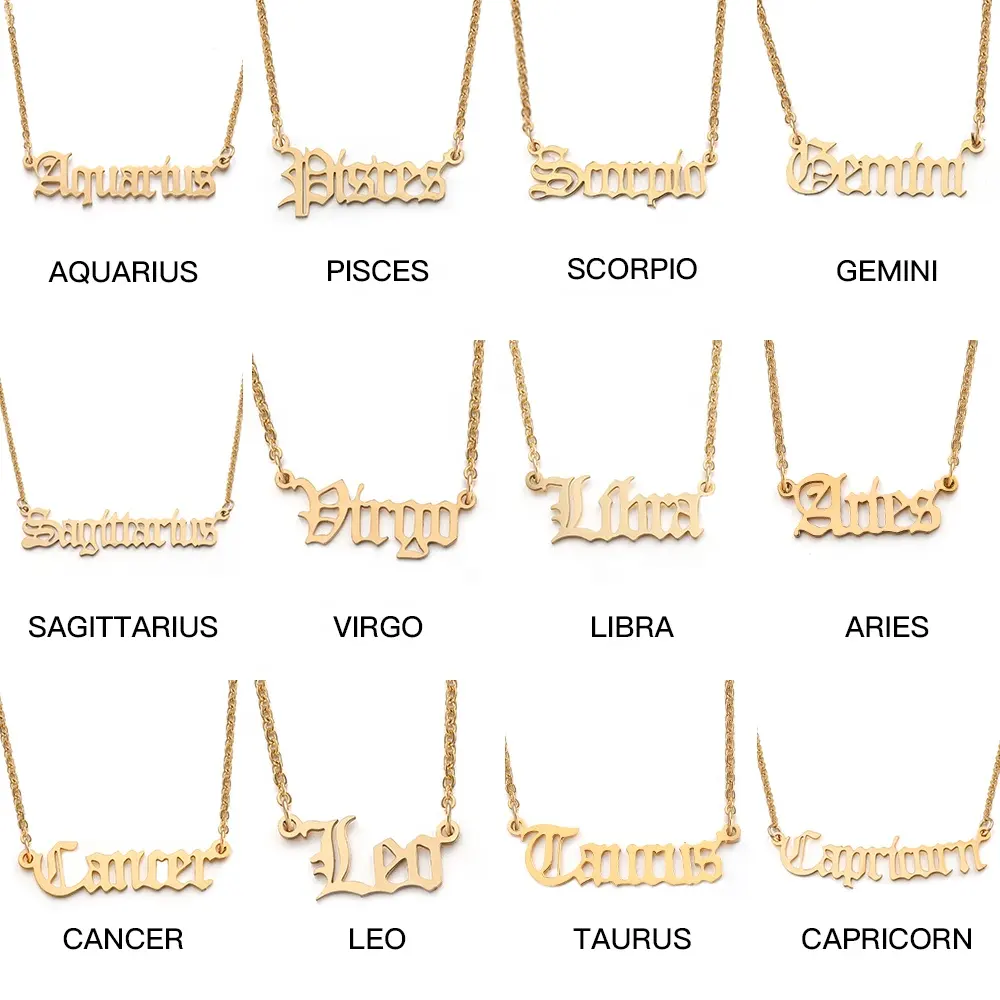 Mestiere Lupo personalizzato minimalista Gioielli dainty oro del nastro nome collana personalizzato In Acciaio Inox segno zodiacale Collana