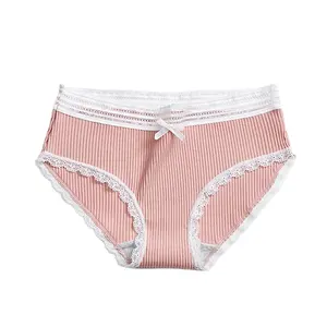 New Arriving Lace Trim Lovely Panties Soft Cotton Breathable Protective Underwear Large Size Fat Women's Briefs