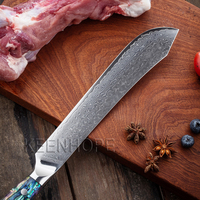 Pisau Dapur Profesional Jepang Damascus 9 Inci KEENHOPE, 67 Lapis Baja VG10, Tajam, dengan Gagang Cangkang Abalone