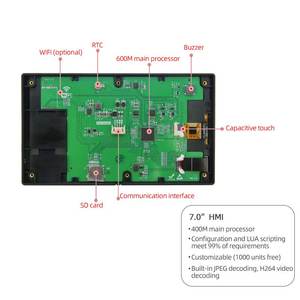 Carcasa de 7 pulgadas 600x1024 HMI Interfaz hombre-máquina Pantalla inteligente Configuración LUA Pantalla UART TFT con pantalla táctil capacitiva - Product Image 3