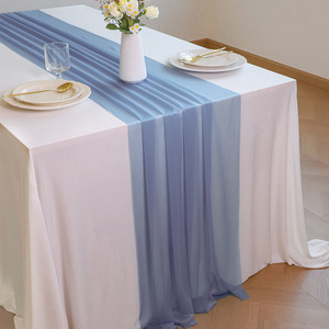 Runner da Tavolo in Chiffon per Matrimoni, Eventi, Baby Shower, Decorazioni per Feste, Runner Decorativo in Tessuto Chiffon Bianco, Verde, Bordeaux - Product Image 3