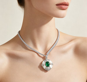 925 Silver Glass <b>Necklace</b> Shines with Fashion, High-End Feel, Great Gift for Girls for Parties, Festivals, and Daily Wear L - Product Image 3