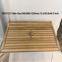 Table pliante rectangulaire en teck pour bateau, deux ailes, 340/680X600, 340/680X800, 340/680X1000, 340/680X1250mm, incrustation étoile, marine, yacht, camping-car