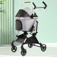 Poussette pliable pour chien à double chat détachable avec roues