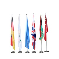 Mât de drapeau de haute qualité en acier inoxydable, 2M, 2.6M, 3M, pour conférence, bureau, intérieur, avec support de base - Vente directe usine Chine