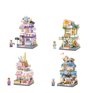 <span class=keywords><strong>LOZ</strong></span> Mini bloques de construcción DIY dibujos animados calle tienda ladrillos ensamblados helado café foto estudio flor tienda juguete lindo regalo 8813 - Product Image 1