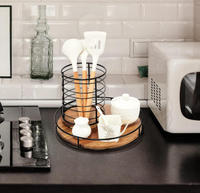Acacia Wood Lazy Susan Plattenspieler, Plattenspieler für Küchen organisatoren mit Stahl kante, geeignet für Arbeits platten schränke oder Esstische