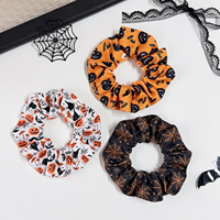 Coleteros Texturizados de Halloween para Mujer, con Estampado de Telaraña, Calabaza y Murciélago, Coleteros Elásticos Grandes, Accesorios para el Cabello para Fiestas y Festivales