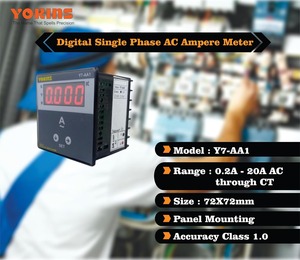 Ampèremètre numérique Yokins Y7-AA1 True RMS 30A AC, mesure directe du courant alternatif, compteur de panneau 72x72mm, garantie 1 an - Product Image 1