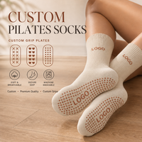 Chaussettes de Pilates personnalisées couleur terre cuite, antidérapantes, pour yoga et barre, avec points de grip, design personnalisé, en coton respirant pour femmes