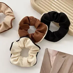 Scrunchie ikat rambut cetak bunga Logo kustomisasi ekor kuda sifon Streamer Scrunchies