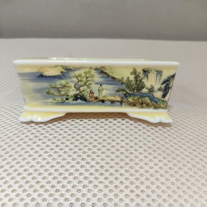 Vaso Rettangolare Smaltato per Bonsai con Adesivo Decorativo Paesaggistico e Base a Forma <span class=keywords><strong>di</strong></span> Nuvola - Product Image 5