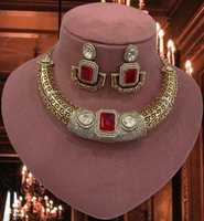 Ensemble de collier traditionnel en laiton plaqué or, style indien, tendance, pour mariage, fête et fiançailles, pour femmes, réglable