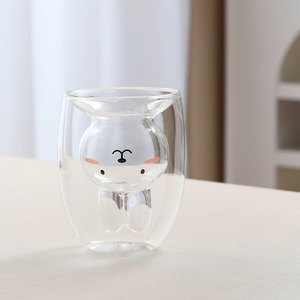 Wholesale <strong>Cute</strong> Creative Double Layer Glass <strong>Cup</strong> Cartoon Animal Design Heat Resistant Insulated for Milk <strong>Coffee</strong> or Hot Drinks - Product Image 4