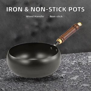 Poêle à frire antiadhésive en fer forgé à la main avec casserole à lait en métal, durable et facile à nettoyer - Product Image 4