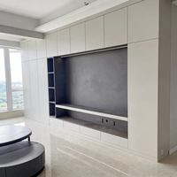 Mueble de TV de pared completo personalizado, gran capacidad de almacenamiento, ecológico y seguro