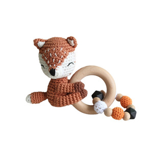 Lot de 3 jouets suspendus pour bébé en crochet éco-sensoriel, animaux amigurumi <span class=keywords><strong>renard</strong></span> forestier, avec <span class=keywords><strong>anneau</strong></span> de <span class=keywords><strong>dentition</strong></span> - Product Image 4