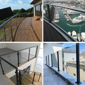 Système de garde-corps en verre sans cadre avec poteaux en alliage d'aluminium, profilé en aluminium pour clôture de <span class=keywords><strong>piscine</strong></span>, balustrade de balcon et <span class=keywords><strong>escalier</strong></span> - Product Image 2