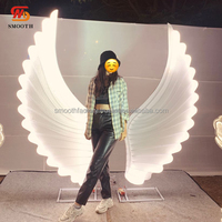 Ailes lumineuses LED modernes et lisses en gros pour la décoration de scène de mariage, ailes lumineuses en plumes pour fête