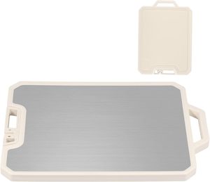 Planche à découper écologique en plastique et acier inoxydable à double usage avec aiguiseur et presse-ail - Product Image 4