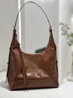 Sac Hobo Vintage en Cuir de Vachette Huilé et Ciré, Sac à Bandoulière Souple Grande Capacité, Fourre-tout Tendance Streetwear pour Femme, Tendances Printemps 2026