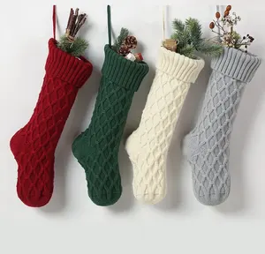 2023 noel kırmızı yeşil kablo örgü çorap asılı şeker noel kontrol çorap hediye çantası
