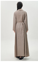 Abaya élégante plissée en polyester respirant anti-plis à col en V longueur cheville pour femme, robe formelle de printemps pour adultes