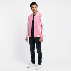 FINER THREADS Blouson universitaire homme color block, extérieur polyester/coton, doublure laine/viscose, respirant, col montant recouvert - Product Image 1