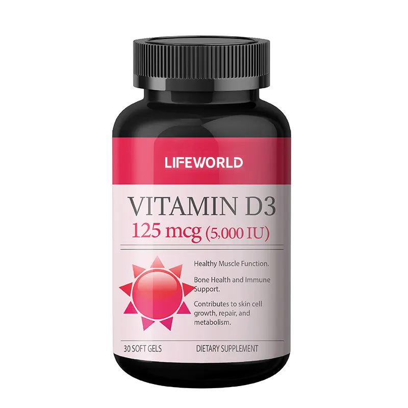 Özel OEM etiket desteği bağışıklık kemik VIT D3 5000 IU K2 organik Liposomal Vegan vitamini D3 K2 Softgels kapsül