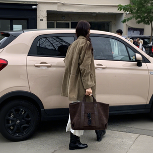 Borsa a Mano Doppia Rou Rou <span class=keywords><strong>Chen</strong></span> Whiterm <span class=keywords><strong>in</strong></span> Stile Coreano, Autunno Inverno, Retrò <span class=keywords><strong>in</strong></span> Pelle Scamosciata, Grande Capacità, Aperta, <span class=keywords><strong>in</strong></span> Poliestere, Semplice e alla Moda - Product Image 3