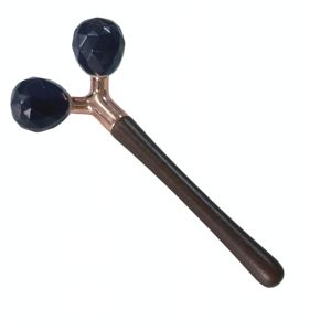 Outils de beauté les plus vendus, rouleau froid pour le visage en obsidienne noire 3D avec manche en bois en forme de Y - Product Image 6