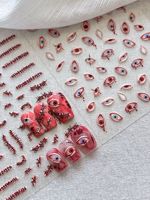 Autocollants d'ongles 5D Halloween Horreur, Décalcomanies d'ongles Effet Sanglant, Motifs Oculaires Effrayants, Décorations d'ongles Auto-adhésives Gothiques Terreur et Sang