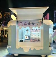 Kiosque alimentaire commercial de rue, remorque alimentaire européenne à double usage (à pousser à la main et remorquable) avec fenêtre rabattable, pour boulangerie et desserts