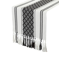 Chemin de table rectangulaire jacquard fait main de style nordique simple de haute qualité avec franges pour la décoration de table à manger à la maison