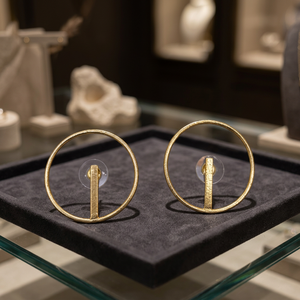 SOUMYA CREATIONS - Pendientes de Aro Geométricos de Latón Hechos a Mano con Baño de Oro de 18K para Mujer, Ideales para Fiestas y Bodas - Product Image 3