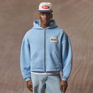 Fabricant de patchs avec logo personnalisé Sun Faded Washed Heavyweight Oversized Eco Friendly Organic Cotton Fleece Hoodies pour hommes - Product Image 1