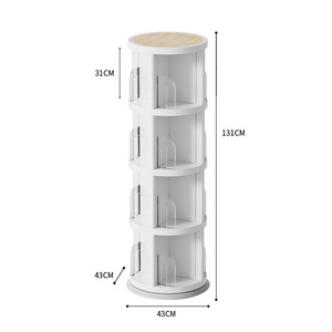 Organizador de libros estrechos, pantalla 360, estantería de pie de 4 niveles, estante de almacenamiento, estantería giratoria <span class=keywords><strong>Circular</strong></span> para dormitorio y sala de estar - Product Image 5