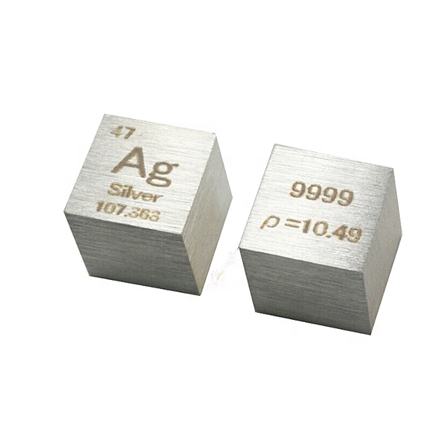 ซัพพลายเงิน (Ag) โลหะ10มม. Cube Ag10x10x10mm ความหนาแน่น Cube สำหรับการรวบรวมองค์ประกอบ