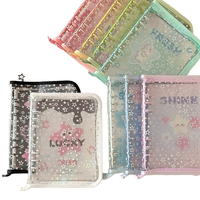 Cuaderno Planificador Escolar de PVC con Diseño de Estrellas de Dibujos Animados, 6 Anillas, Hojas Sueltas A5, 96 Hojas, Tapa Dura Transparente Kawaii