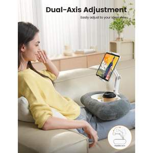 ที่วางแท็บเล็ตแบบนุ่มฟู สีเทา น้ำหนักเบา รุ่น STPT01 พร้อมช่องใส่อาหารเกรดอาหาร ปรับได้ ใช้ได้กับ Kindle iPad ใช้เป็นโต๊ะวางบนตัก - Product Image 4