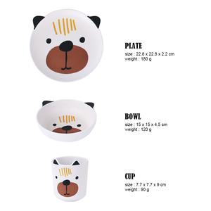 <span class=keywords><strong>Vajilla</strong></span> <span class=keywords><strong>Infantil</strong></span> Ligera de <span class=keywords><strong>Melamina</strong></span>, Libre de BPA, Duradera, Juego de 3 Piezas, Incluye Plato, Tazón y Taza con Diseño de Animales, para la Autoalimentación de los Niños - Product Image 4